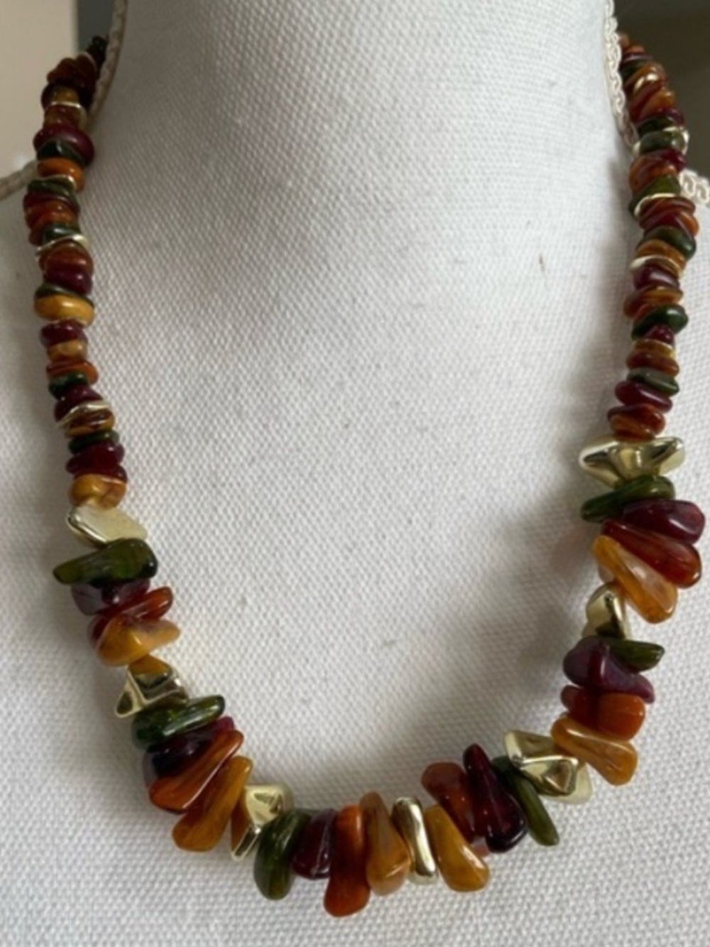 Multicolor Amber Tone Bead Necklace - Unbranded